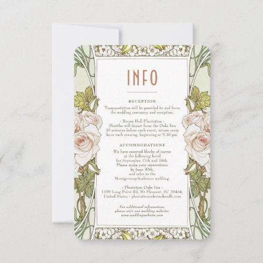 Roze rozenombehuizing  Art Nouveau Mucha Kaart (Voorkant)