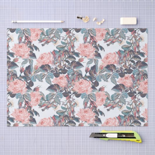 Roze rozenontwerp tissuepapier (Craft)