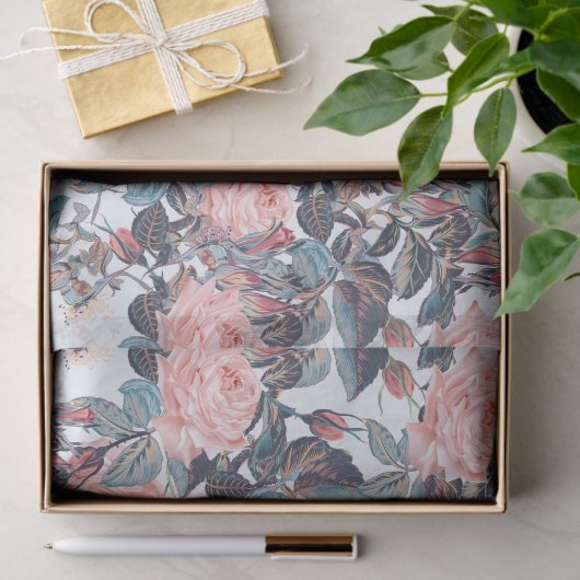 Roze rozenontwerp tissuepapier (Geschenk)