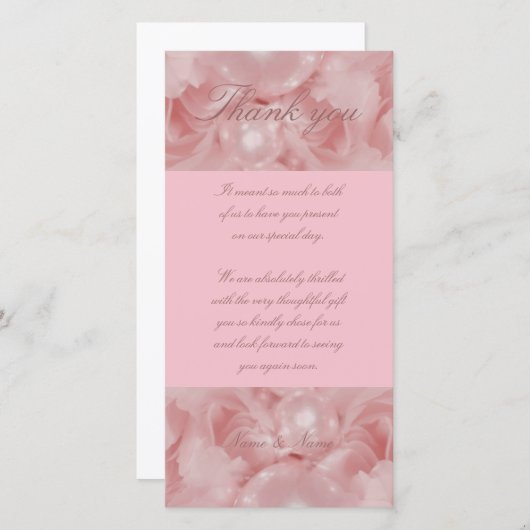 Roze rozenparels bedankt kaarten feesten functies (Voorkant / Achterkant)