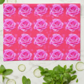 Roze rozenpassie, theedoek (Gevouwen)