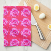 Roze rozenpassie, theedoek (Quarter Fold)