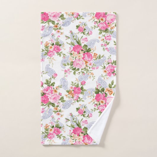 Roze rozenpatroon bad handdoek (Handdoek)