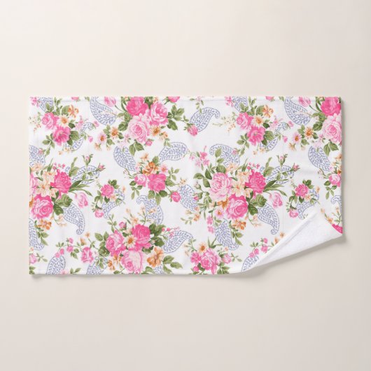 Roze rozenpatroon bad handdoek (Handdoek)