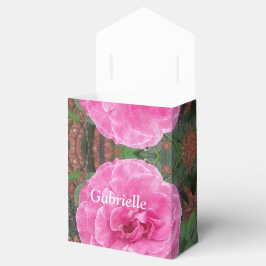 Roze rozenpatroon bedankdoosjes (Geopend)