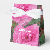 Roze rozenpatroon bedankdoosjes (Voorkant Zijde)