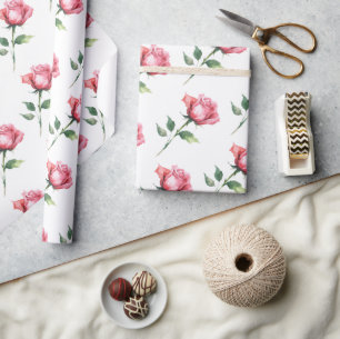 Roze rozenpatroon cadeaupapier