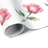 Roze rozenpatroon cadeaupapier (Rol Hoek)