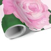 Roze rozenpatroon cadeaupapier (Rol Hoek)
