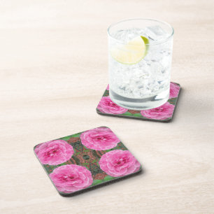 Roze Rozenpatroon Drankjes Onderzetter