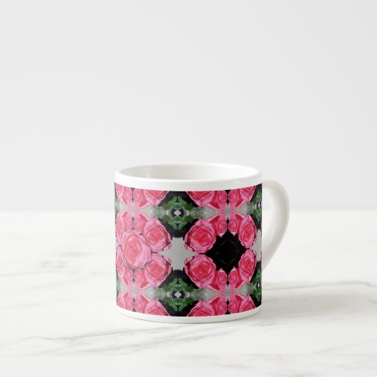 Roze rozenpatroon espresso kop (Voorkant rechts)