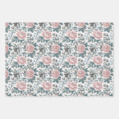Roze rozenpatroon inpakpapier vel (Voorkant 3)
