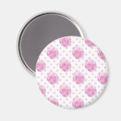 roze rozenpatroon magneet (Voorkant / Achterkant)