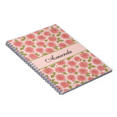 roze rozenpatroon met naam notitieboek (Rechterzijde)