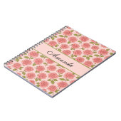 roze rozenpatroon met naam notitieboek (Linkerzijde)