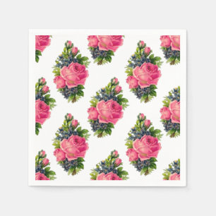 Roze rozenpatroon mooie vintage servet