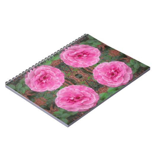Roze rozenpatroon notitieboek (Linkerzijde)