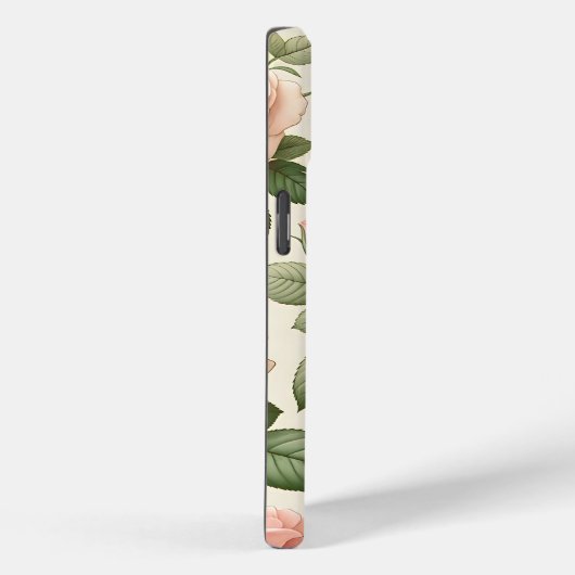  roze rozenpatroon op crème achtergrond Case-Mate iPhone case (Achterkant / Rechts)