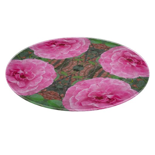 Roze Rozenpatroon Snijplank (Hoek)