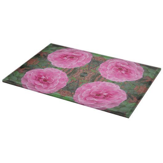 Roze Rozenpatroon Snijplank (Hoek)