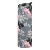 Roze rozenpatroon thermosbeker (Gedraaid links)