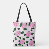 Roze rozenpatroon tote bag (Achterkant)