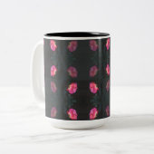Roze rozenpatroon tweekleurige koffiemok (Voorkant links)