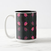 Roze rozenpatroon tweekleurige koffiemok (Links)