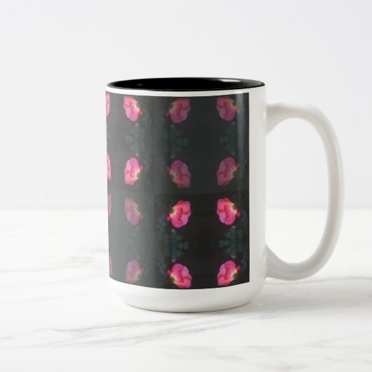 Roze rozenpatroon tweekleurige koffiemok (Rechts)