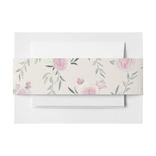 Roze rozenpatroon uitnodigingen wikkel (Voorkant Voorbeeld)