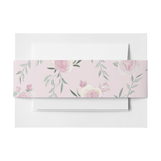 Roze rozenpatroon uitnodigingen wikkel (Voorkant Voorbeeld)