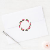 Roze rozenpatroon vintage ronde sticker (Envelop)