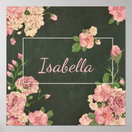 Roze rozenprint, poster papier (mat)