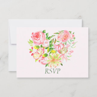 Roze rozenroestvrij RSVP-kaarten RSVP Kaartje