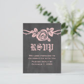Roze Rozenrood Chalkboard RSVP Briefkaart (Staand voorkant)