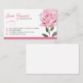 Roze rozenrozenkaart contactkaartje (Voorkant / Achterkant)