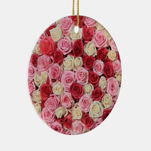 Roze Rozenrozenkerstversiering Keramisch Ornament (Rechts)
