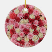 Roze Rozenrozenkerstversiering Keramisch Ornament (Achterkant)