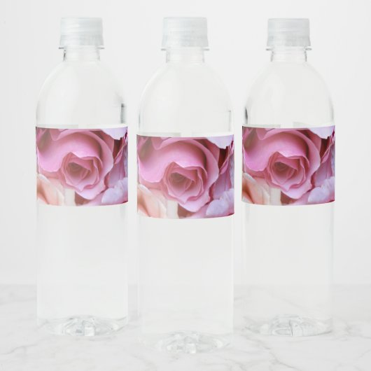 Roze rozenstolling waterfles etiket (Flessen)