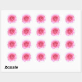 Roze rozenticker ronde sticker (Vel)