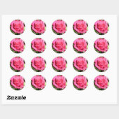 Roze rozenticker ronde sticker (Vel)