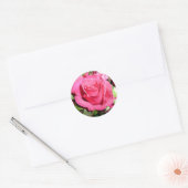 Roze rozenticker ronde sticker (Envelop)