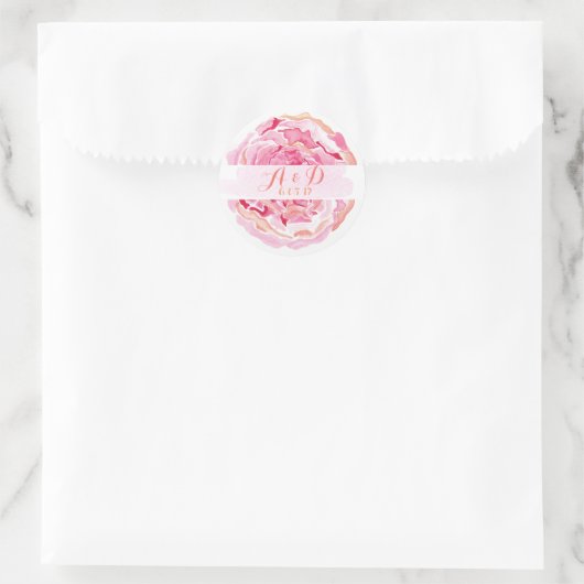 Roze rozenticker ronde sticker (Tas)