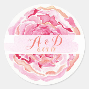 Roze rozenticker ronde sticker