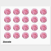 Roze rozenticker ronde sticker (Vel)