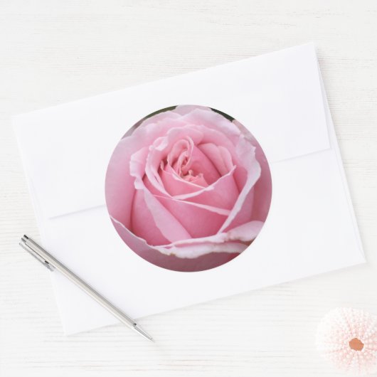 Roze rozenticker ronde sticker (Envelop)