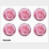 Roze rozenticker ronde sticker (Vel)