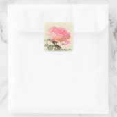 Roze rozenticker vierkante sticker (Tas)