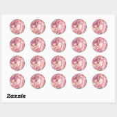 Roze rozentickers ronde sticker (Vel)