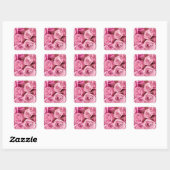 Roze rozentickers vierkante sticker (Vel)